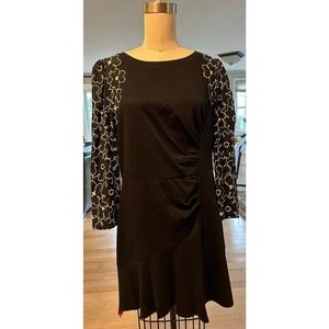 NWT Rebecca Taylor Women's Long Sleeve Tai Embroidery Jersey Dress Size 14 $375